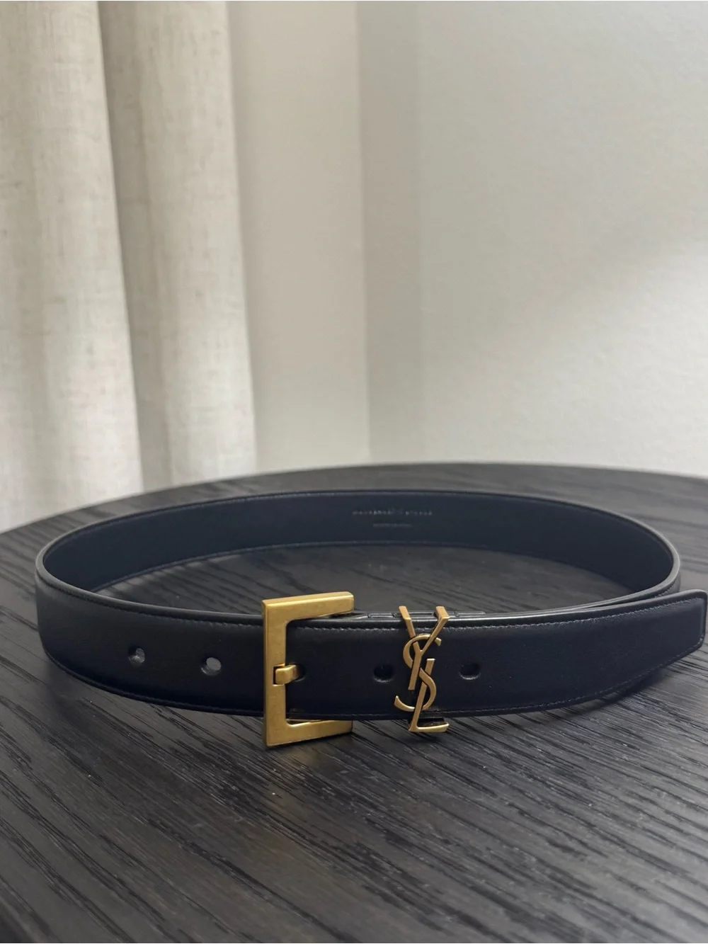 Saint Laurent YSL Cassandre Leather Belt Black 70/28